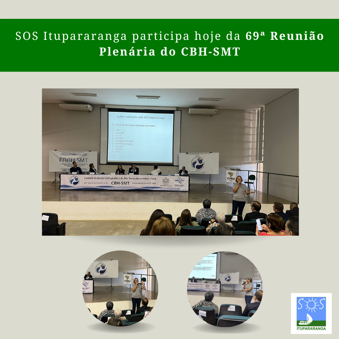 SOS Itupararanga participa hoje da 69ª Reunião Plenária do CBH-SMT