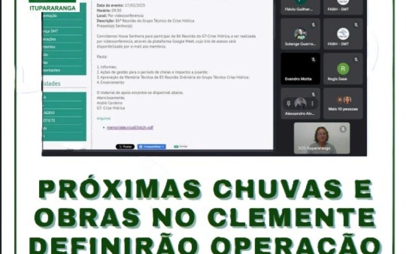 Próximas chuvas e obras no Clemente definirão operação da barragem.