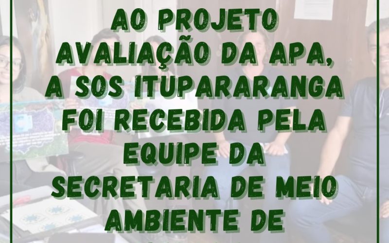 Dando andamento ao projeto Avaliação da APA, a SOS Itupararanga foi recebida pela equipe da Secretaria de Meio Ambiente de Piedade.
